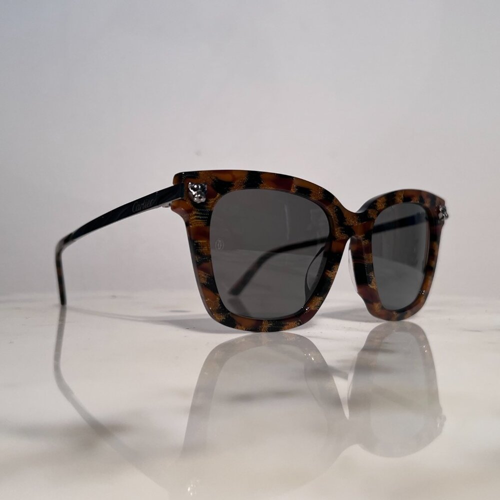 Cartier Glasses Sunglasses Frames Leopard Tortoise Cat Eye Platinum